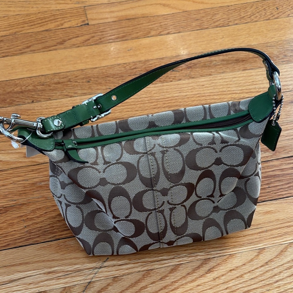Coach Green and Brown Signature Shoulder Bag